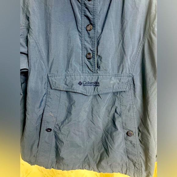 Columbia Medium Blue Pullover Hoodie Windbreaker Light Jacket Front Pocket Sz L - Picture 3 of 7